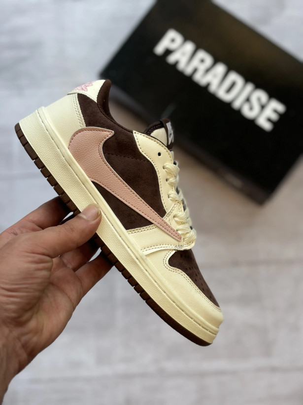 کفش و کتونی نایک جردن ترویس کرم قهوه ای صورتی دخترانه